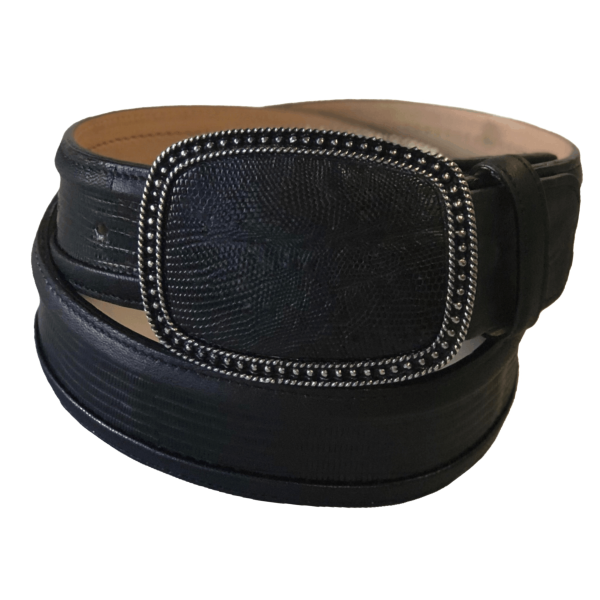 ESTAMPIDA Exotic Leather Belt – Black Lizard