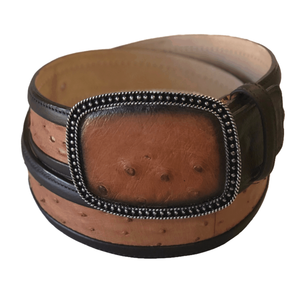 ESTAMPIDA Exotic Leather Belt – Honey Ostrich