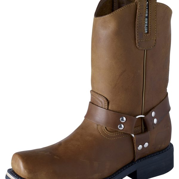 ESTAMPIDA Men´s Work Boots–Distressed Harness, Square Toe–Honey