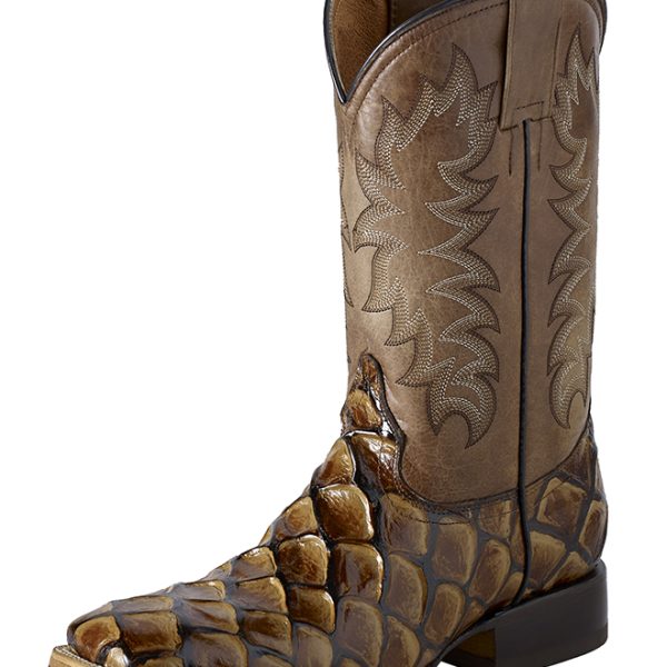 ESTAMPIDA Men´s Western Boots, Honey - Pirarucu Fish Print
