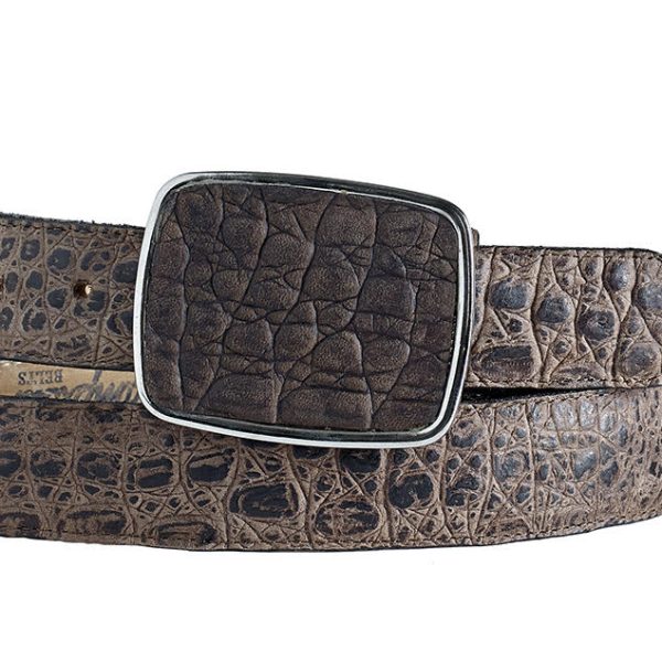 ESTAMPIDA Western Leather Belt – Brown/Tan. Alligator Print