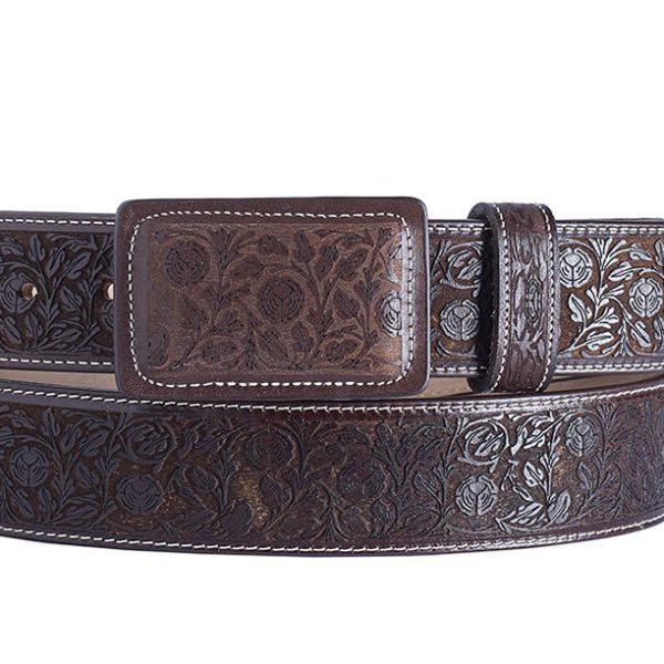 ESTAMPIDA Western Leather Belt – Brown