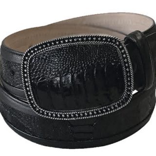 ESTAMPIDA Exotic Leather Belt – Black Ostrich Leg