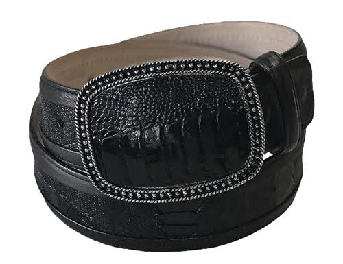 ESTAMPIDA Exotic Leather Belt – Black Ostrich Leg