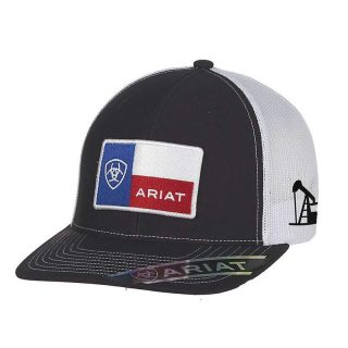 Brown and Grey Cap with Black, Red and White Ariat Signature Logo Patch. A300006001