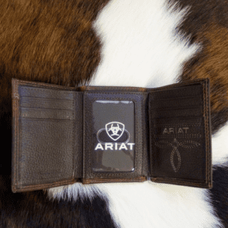 Ariat Mens Trifold Center Bump Shield Brown Wallet A3550102
