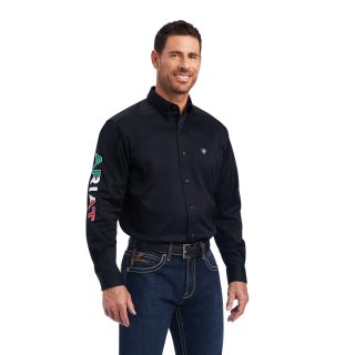 Team Logo Twill Classic Fit Shirt Black Mexico