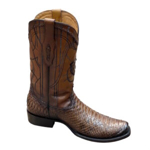 CUADRA Men Brown Python Laser & Embroidery Narrow Boot 1J1NPH