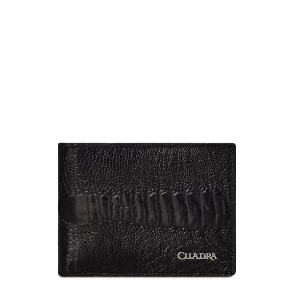 Cuadra Men's Black Genuine Ostrich Leg Leather BiFold Wallet - DU393 - B2910PA