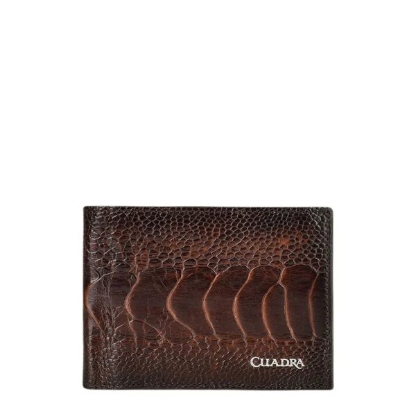 Cuadra Men’s Brown Genuine Ostrich Leg Leather BiFold Wallet – DU471 – B2910PA