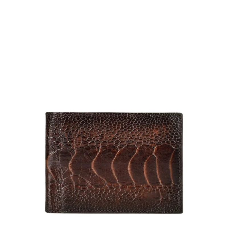 Cuadra Men’s Brown Genuine Ostrich Leg Leather BiFold Wallet – DU471 – B2910PA
