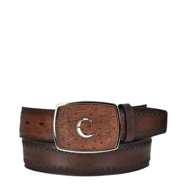 Cuadra Mens Brown Ostrich Leather Belt - BC278