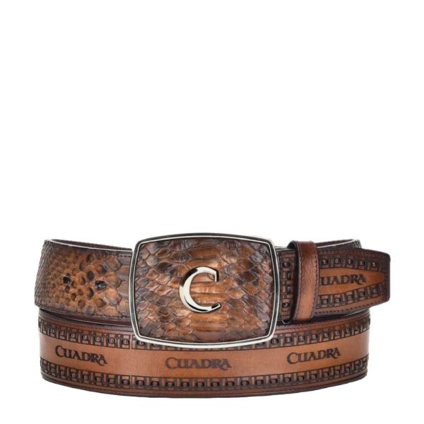 Cuadra Men's Leather Python's Belt Brown - BC200