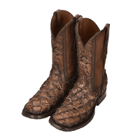 Cuadra Honey Pirarucu Fish Laser & Woven Square Toe Boots CU658