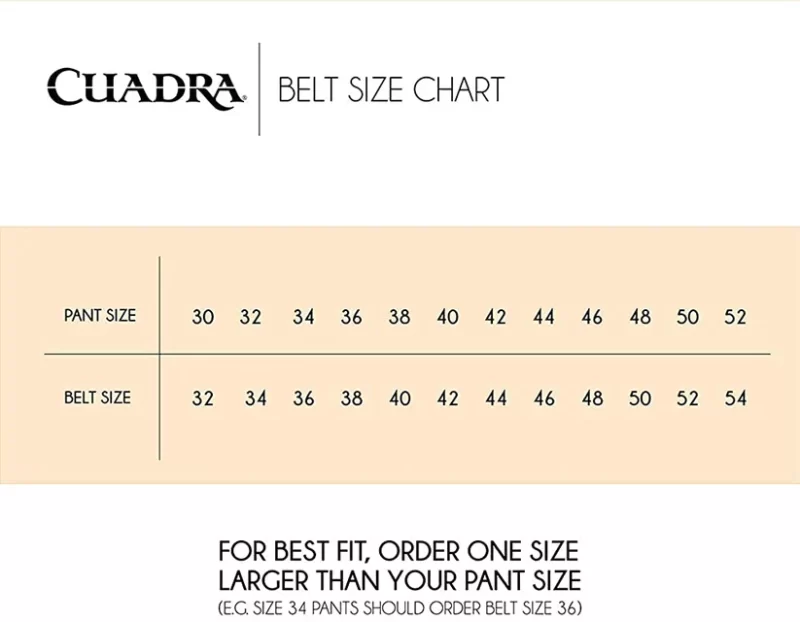 Men's Cuadra Belt Size Chart