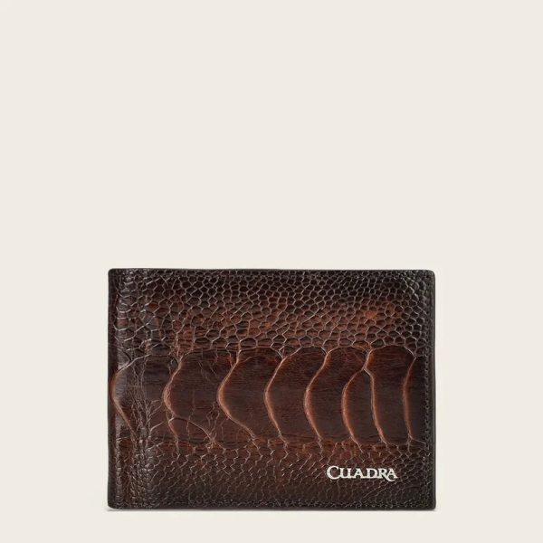 Cuadra Men's Brown Genuine Ostrich Leg Leather BiFold Wallet DU471 - B2910PA