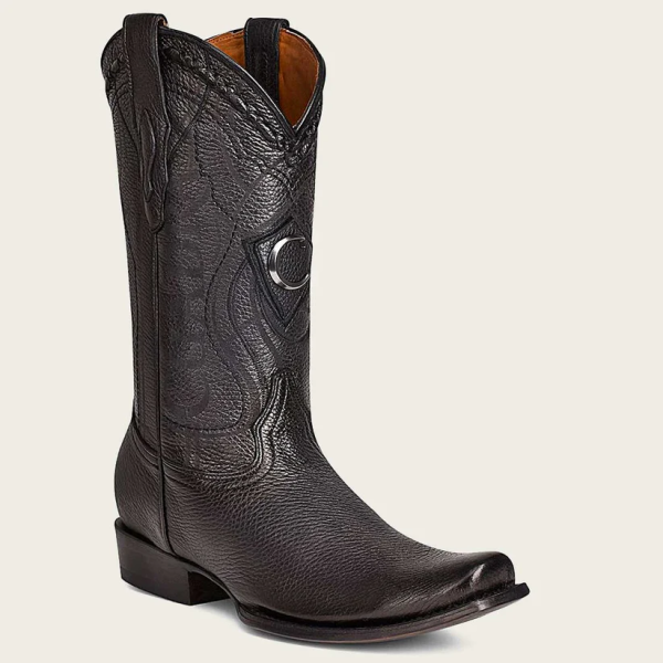 Cuadra Engraved Cowboy black leather boots