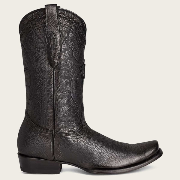 Cuadra Engraved Cowboy black leather boots CU587