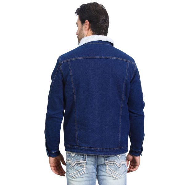 Mens Sherpa Lined Denim Jacket Indigo - DMJ8842