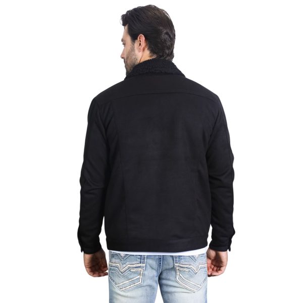 Mens Sherpa Lined Faux Suede Jacket Black - DMJ9426