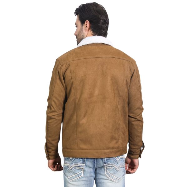 Mens Sherpa Lined Faux Suede Jacket Camel - DMJ9427