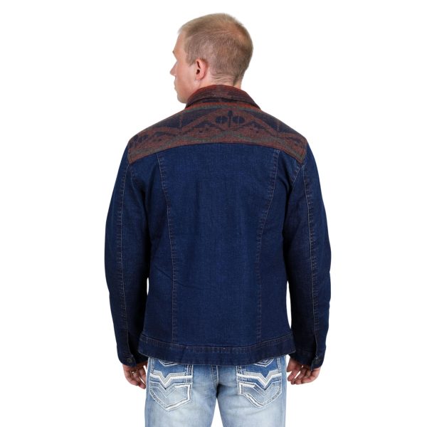 Mens Ethnic Aztec Denim Jacket Indigo - DMJ9462