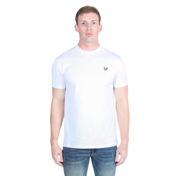 Men's Rooster Logo Cotton White T-Shirt - PST7475