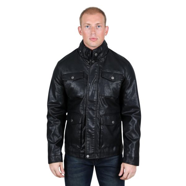 Mens Faux Leather Coat Black - PUJ9408