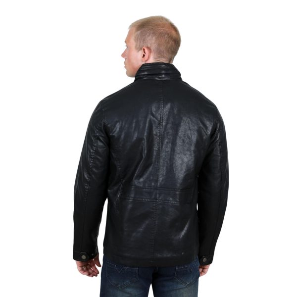 Mens Faux Leather Coat Black - PUJ9408