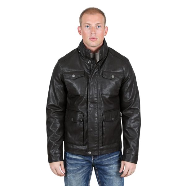 Mens Faux Leather Coat Brown - PUJ9409