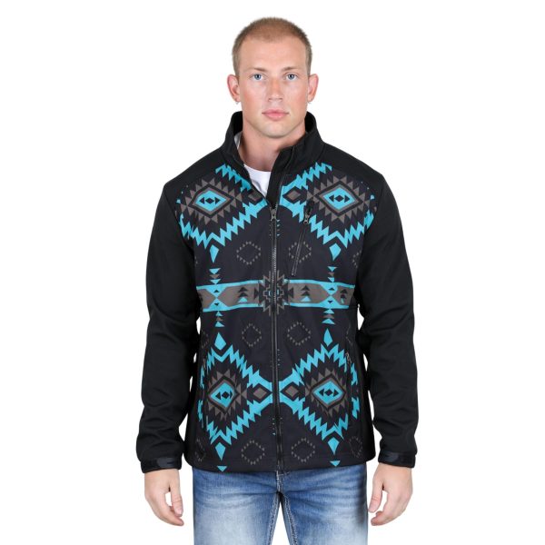 Mens Aztec Softshell Water-Resistant Jacket Black - SSJ9472