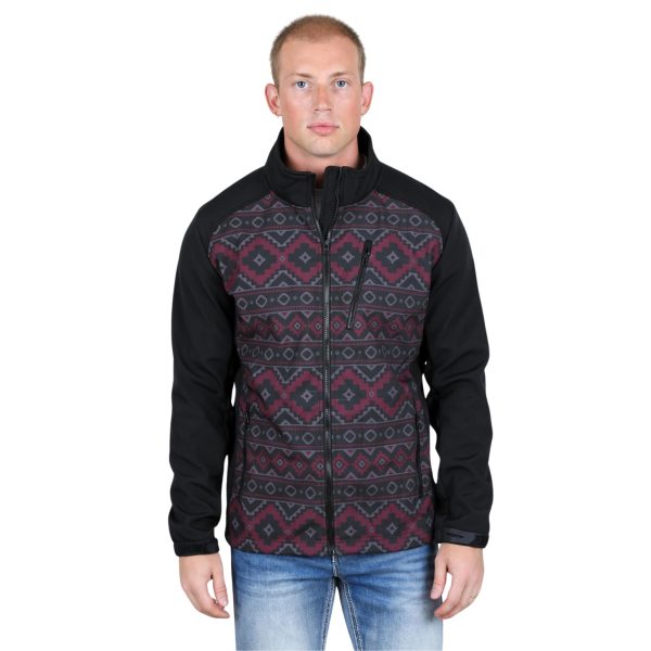 Mens Aztec Softshell Water-Resistant Jacket Black - SSJ9476