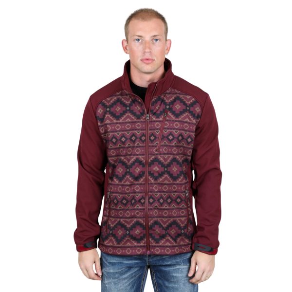 Mens Aztec Softshell Water-Resistant Jacket Burgundy - SSJ9478