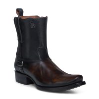 MN BLACK & HONEY LASER & ZIPPER NARROW SQUARE TOE