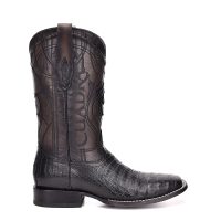 MN PLUNGE BLACK CAIMAN LASER & EMBROIDERY SQUARE TOE