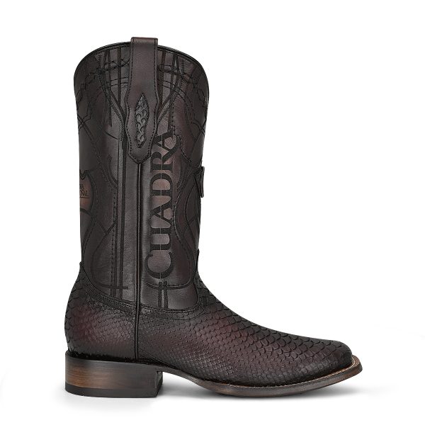 MN LISBOA CHERRY PYTHON EMBROIDERY & LASER & WOVEN  SQUARE TOE