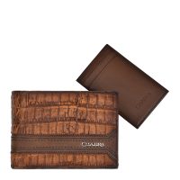 CUADRA Men's Bali Honey Embossed Leather Stitching Wallet