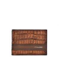 CUADRA Men's Bali Honey Embossed Leather Stitching Wallet