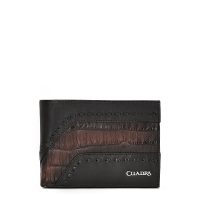 CUADRA Men's Plunge Brown Embossed Leather Woven Wallet