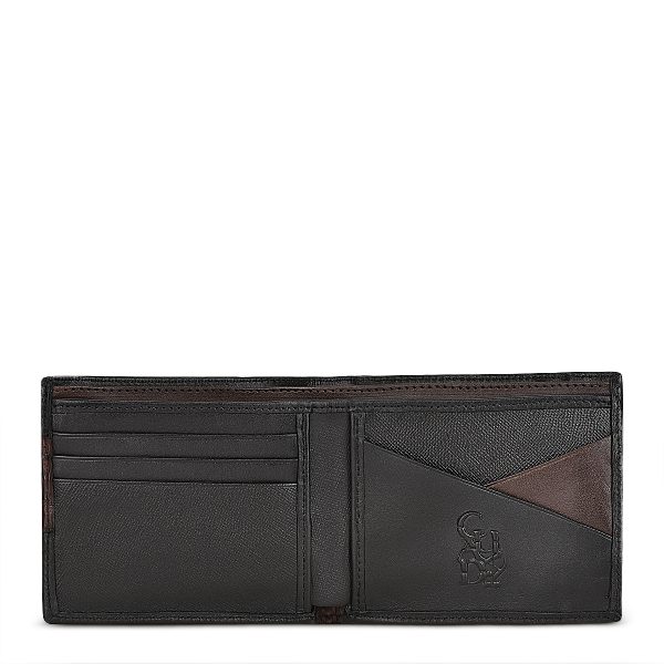 CUADRA Men's Plunge Brown Embossed Leather Woven Wallet