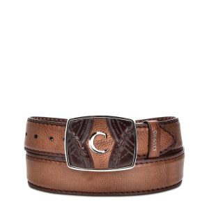 CUADRA Men's Almond Suede Laser Leather Belt