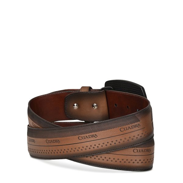 CUADRA Men's Brown Laser Leather Belt