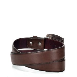 CUADRA Men's Over Chestnut Laser Leather Belt