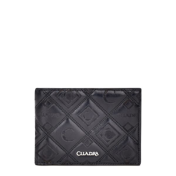CUADRA Men's Black Stitching Leather Bifold Wallet