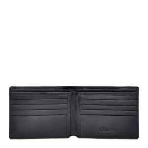 CUADRA Men's Black Stitching Leather Bifold Wallet