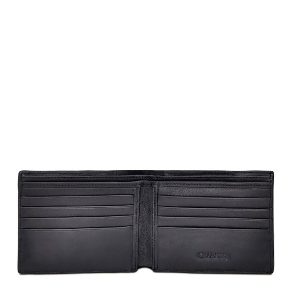 CUADRA Men's Black Stitching Leather Bifold Wallet