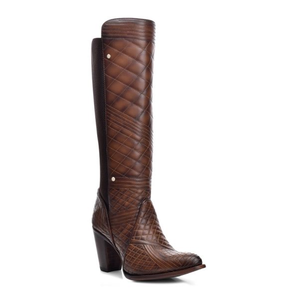 CUADRA Women's Honey Embroidery Round Toe Western Boot