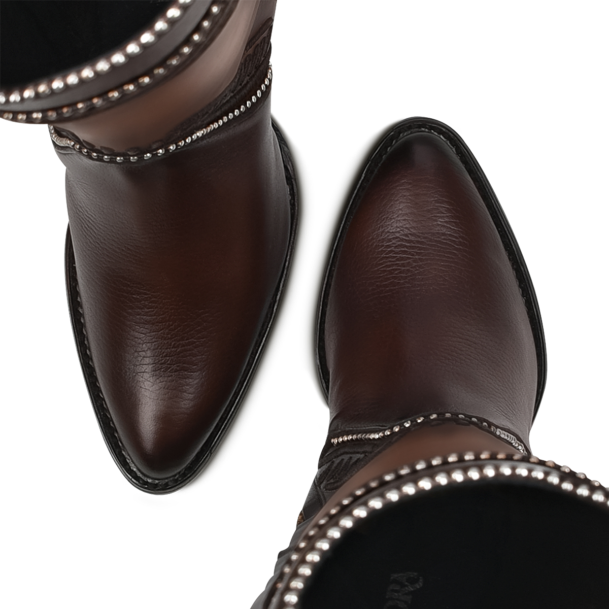 CUADRA Women's Damasco Chocolate Laser & Embroidery Studs Pointed Toe Western Boot - Image 9