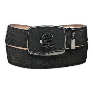 Matte Black Python Stitch Belt
