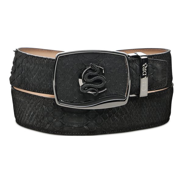 Matte Black Python Stitch Belt